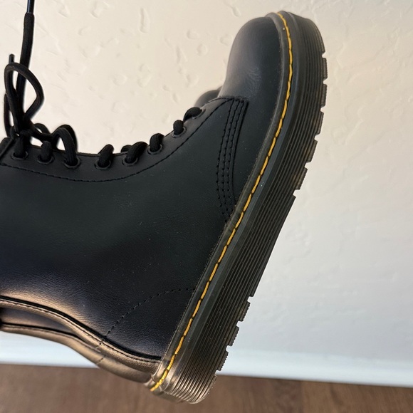Dr. Martens Black Lace-Up Boots with Yellow Stitching - Size 13 - Picture 9 of 10